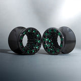 Tungsten Steel Zircon Black Green Tunnel(2pcs)
