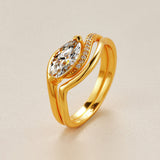 Marquise Cut 1 Carat Moissanite S925 Silver Layered Ring