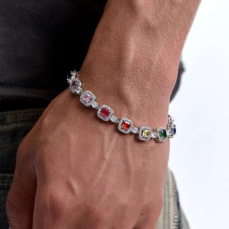 Sugar Cube Multicolor Zircon Bracelet