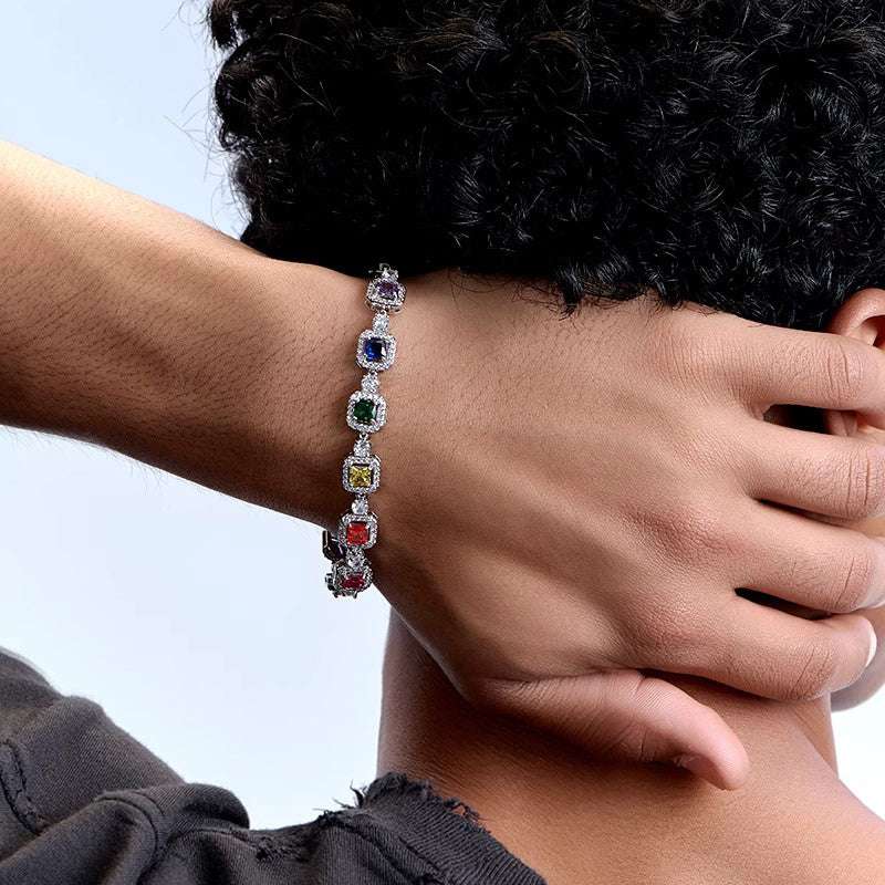 Sugar Cube Multicolor Zircon Bracelet