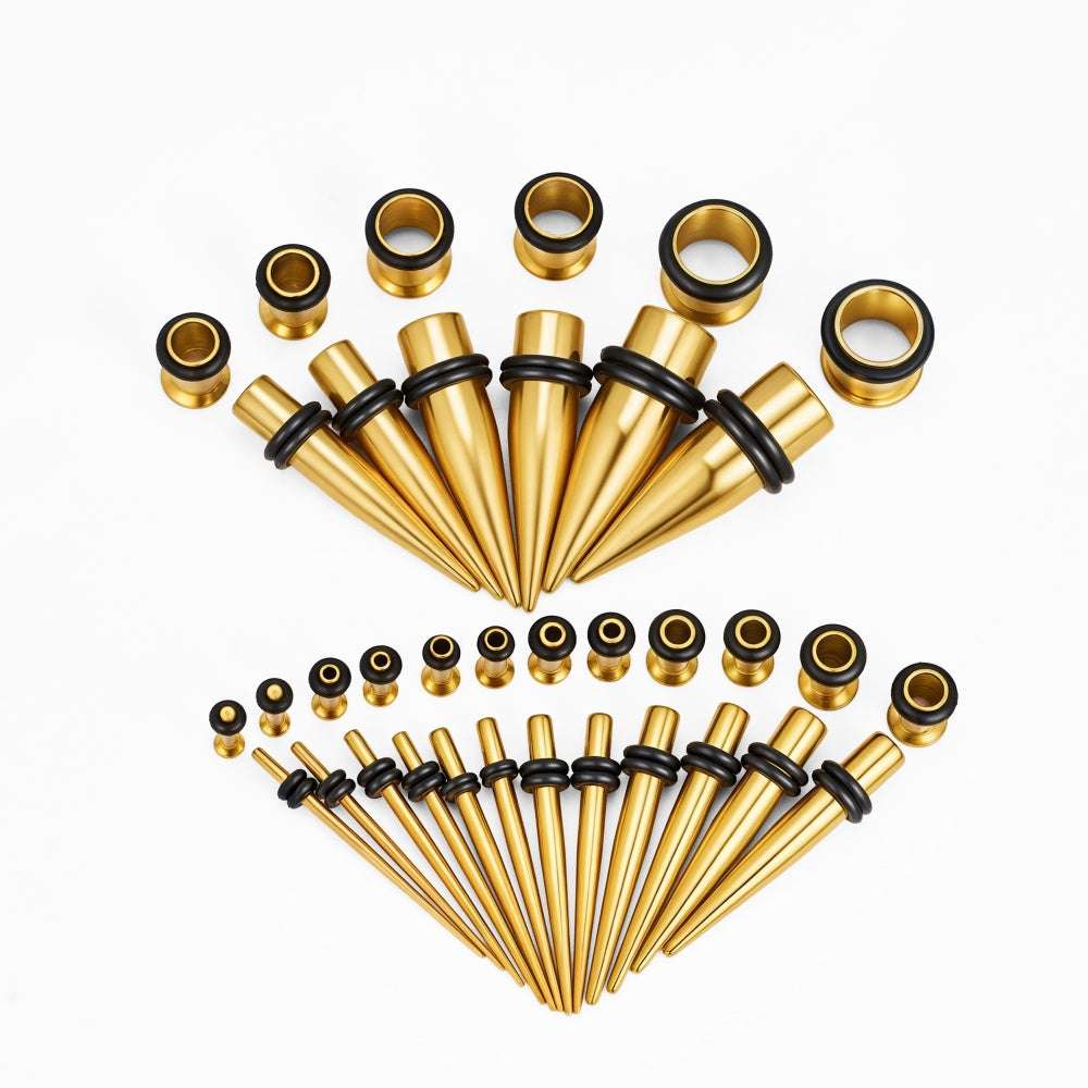 Gold Multicolor Spike Ear Stretching Kit 36Pcs