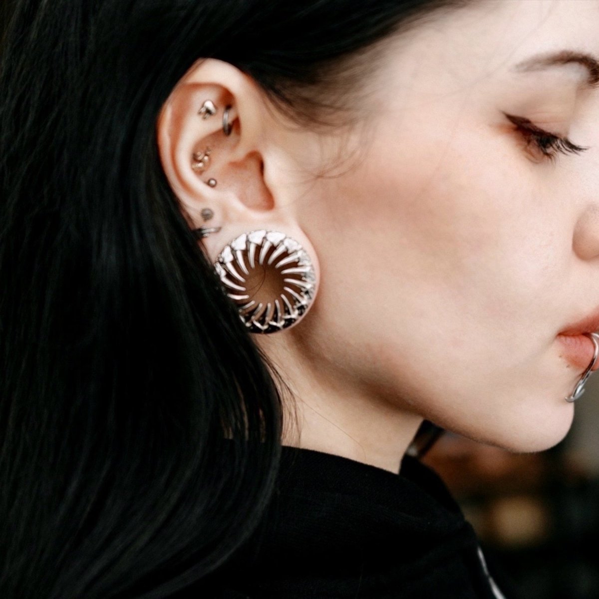 8K White Gold King of the Desert l Ear Gauge Tunnels (2Pcs) - AKAK BODYJEWELRY - ear - tunnel