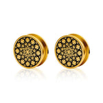 Stainless Steel Spiritual Kaleidoscope Steel Ear Piercing Plugs 2Pcs