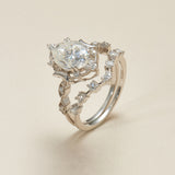 Vintage Floral S925 Silver 2Carat Moissanite Bridal Set