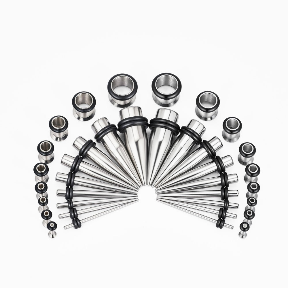 Silver Multicolor Spike Ear Stretching Kit 36Pcs