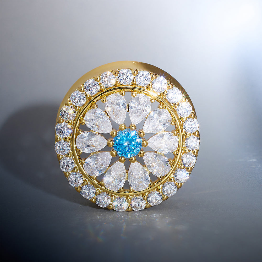 Blue Sea Daisy Zircon 14K Ear Gauge Tunnel (2Pcs)