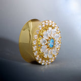 Blauer Sea Daisy Moissanite 14K Ohr Tunnel (2 Stück)