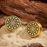 Stainless Steel Spiritual Kaleidoscope Steel Ear Piercing Plugs 2Pcs