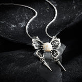 Ghost Wings Pearl Skull Necklace