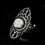Castle Ghost Pearl Skull Ring