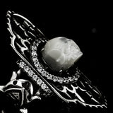 Castle Ghost Pearl Skull Ring