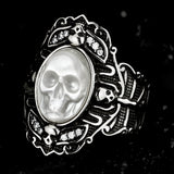 Ghostly Pearl Skull Ring