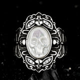 Ghostly Pearl Skull Ring