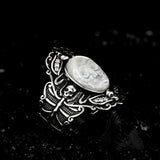 Ghostly Pearl Skull Ring