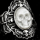 Ghostly Pearl Skull Ring
