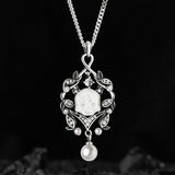 Spectral Echo Pearl Skull Necklace