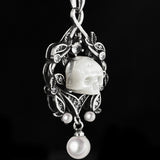 Spectral Echo Pearl Skull Necklace