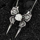 Ghost Wings Pearl Skull Necklace