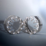 Strange Flower Moissanite 14K Ear Gauge Tunnel (2Pcs)