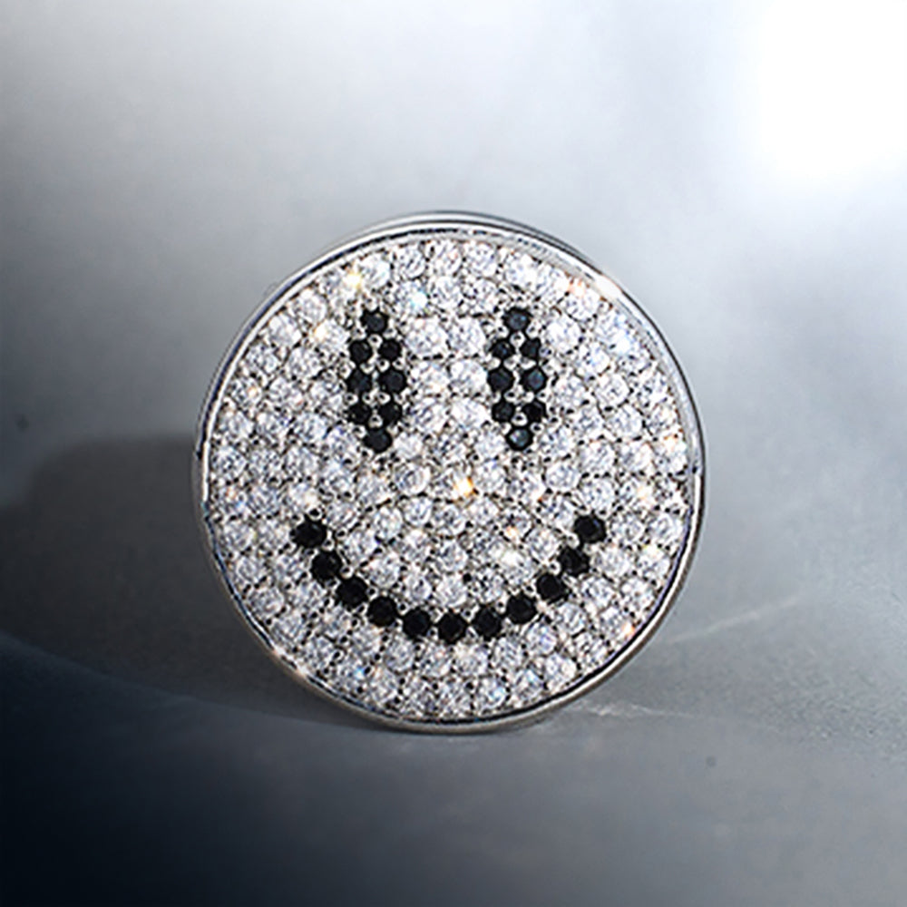 14K Luxury Paved Smiley Zircon Ear Plug（2pcs）