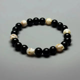 Freshwater Pearl Hand | Carved Skull Obsidian Bracelet
