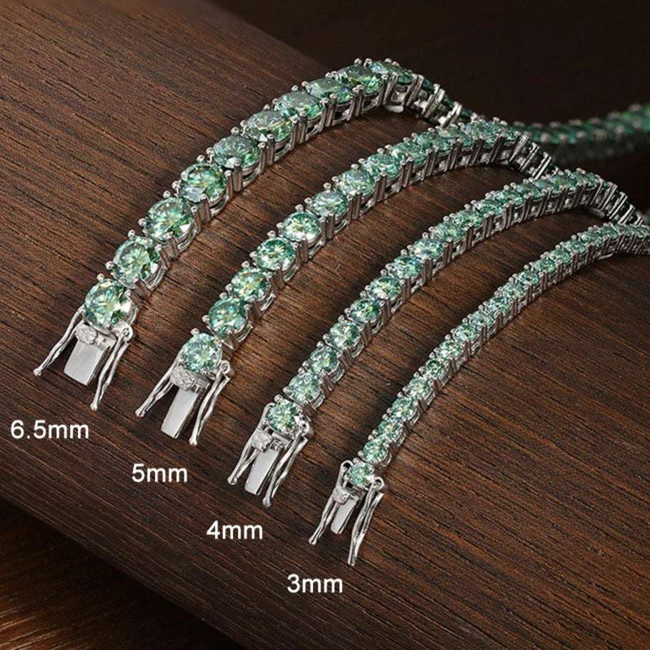 S925 Silver lake Green Moissanite Tennis Bracelet