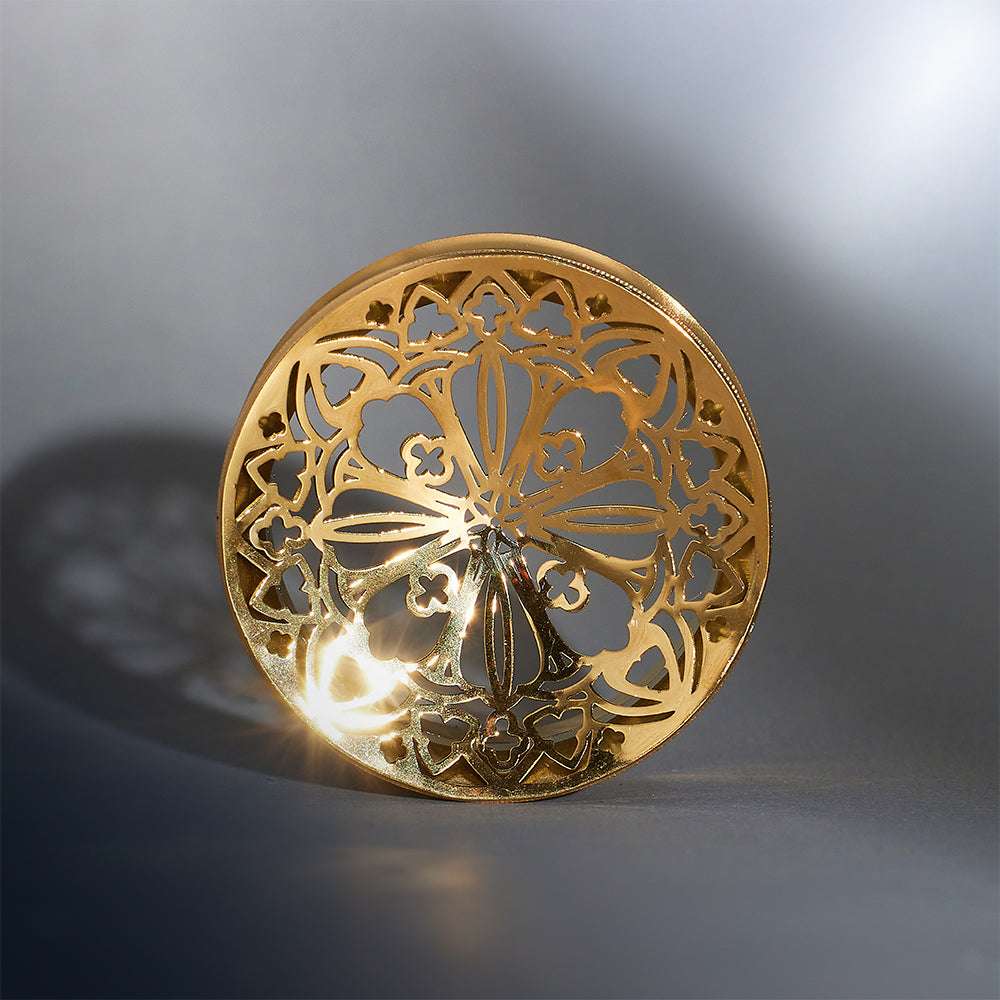 Stainless Steel Golden Filigree Blossoms Ear Gauge Tunnels 2Pcs