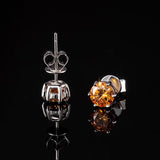 S925 Silver 6-Prong Champagne Moissanite Stud Earrings Jewelry for Women Men