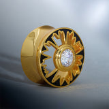 Wunderschöner 14K-Ohrtunnel mit Zirkonia-Blume (2 Stück) 