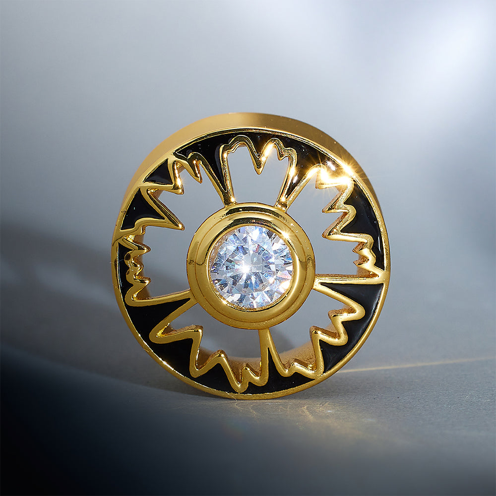 Magnificent Flower Zircon 14K Ear Gauge Tunnel (2Pcs)