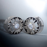 Wunderschöner 14K-Ohrtunnel mit Zirkonia-Blume (2 Stück) 