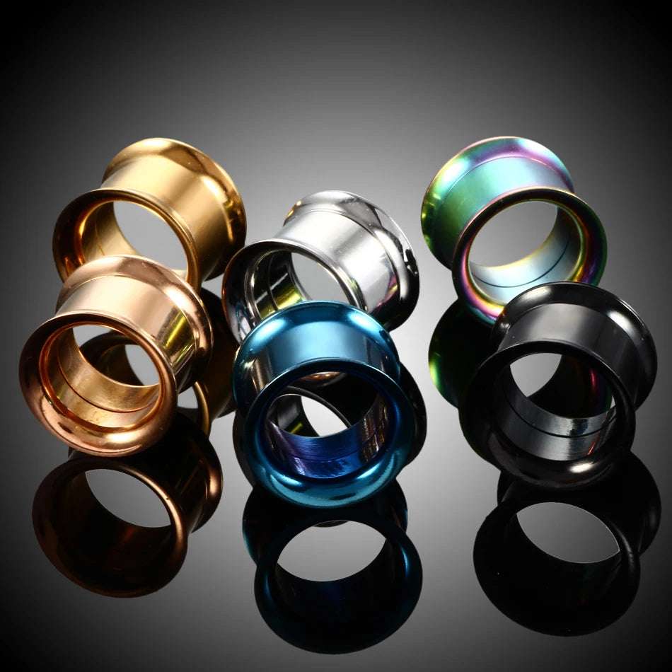 Double Flare Threaded Ear Stainless steel Ear Gauge Tunnels 2Pcs