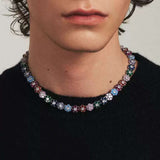 Color Bloom Zircon Floral Chain Necklace