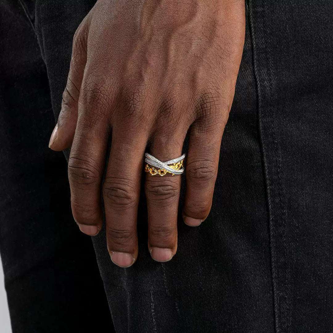 S925 Silver Moissanite Chain Vow Ring