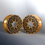 Stainless Steel Pattern Fiore Ear Piercing Ear Gauge Tunnels 2pcs