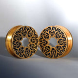 Stainless Steel Pattern Fiore Ear Piercing Ear Gauge Tunnels 2pcs