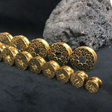 Stainless Steel Pattern Fiore Ear Piercing Ear Gauge Tunnels 2pcs