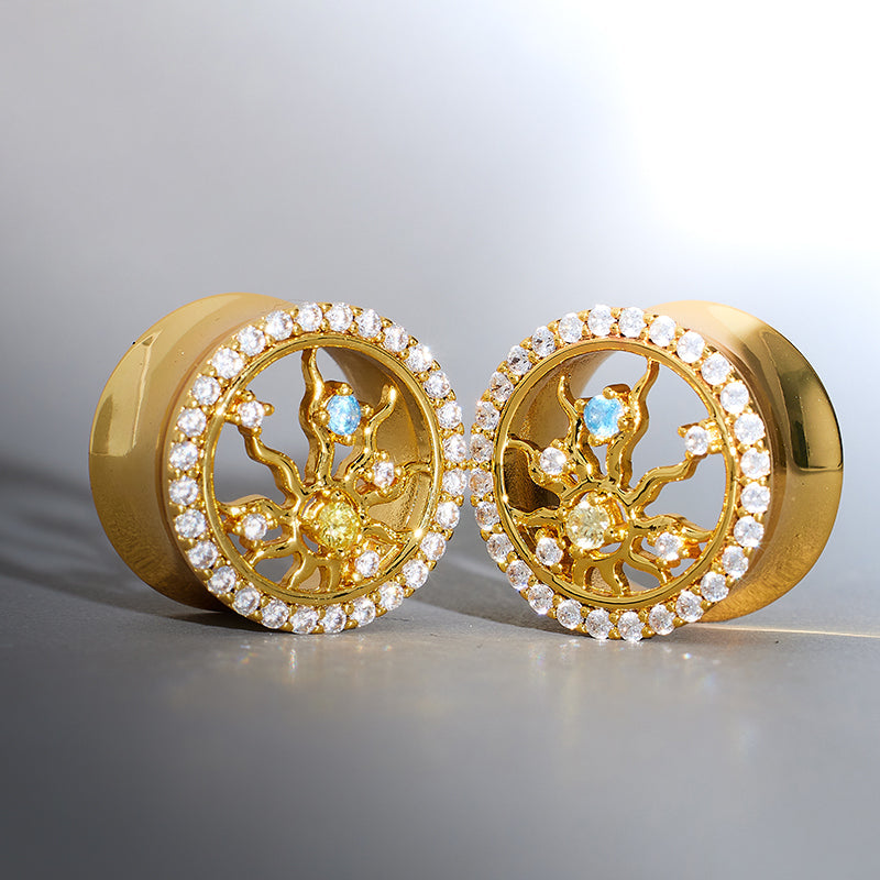 Radiance of Life Zircon 14K Ear Gauge Tunnel (2Pcs)