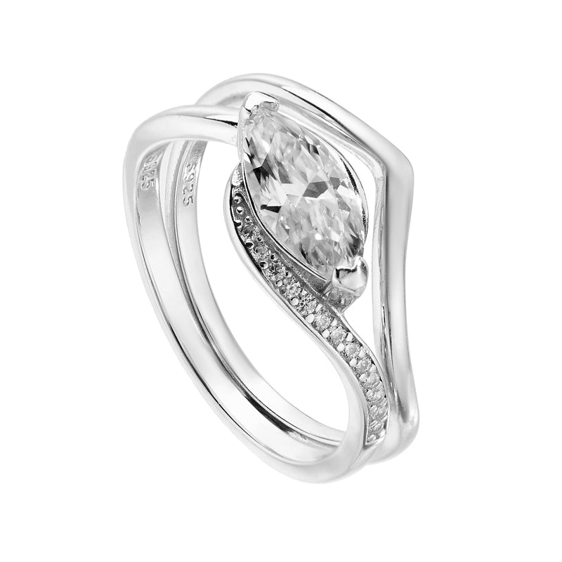 Marquise Cut 1 Carat Moissanite S925 Silver Layered Ring