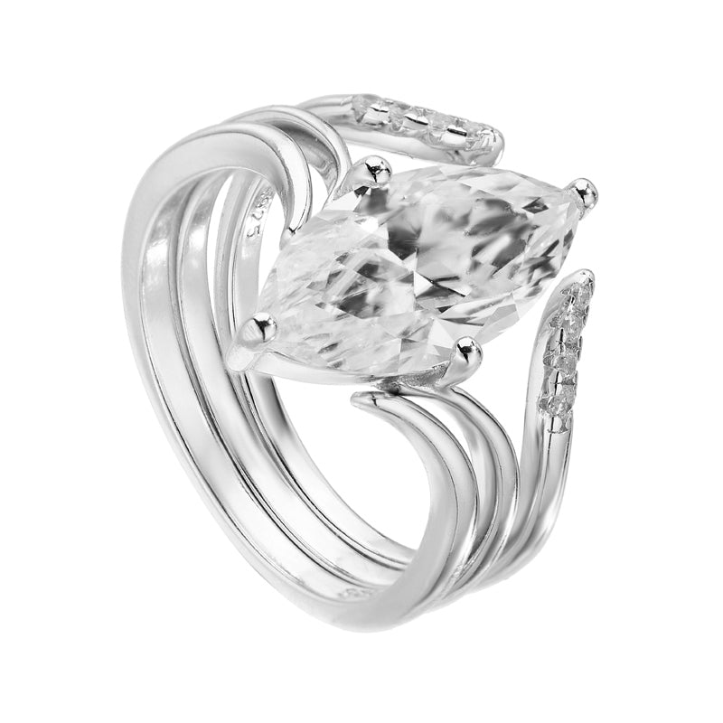 3 Carat Marquise-Cut S925 Moissanite Stacking Ring Set