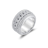 S925 Silver Spinning Moissanite Cuban Band Ring