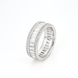 S925 Silver Moissanite Tone Baguette Ring