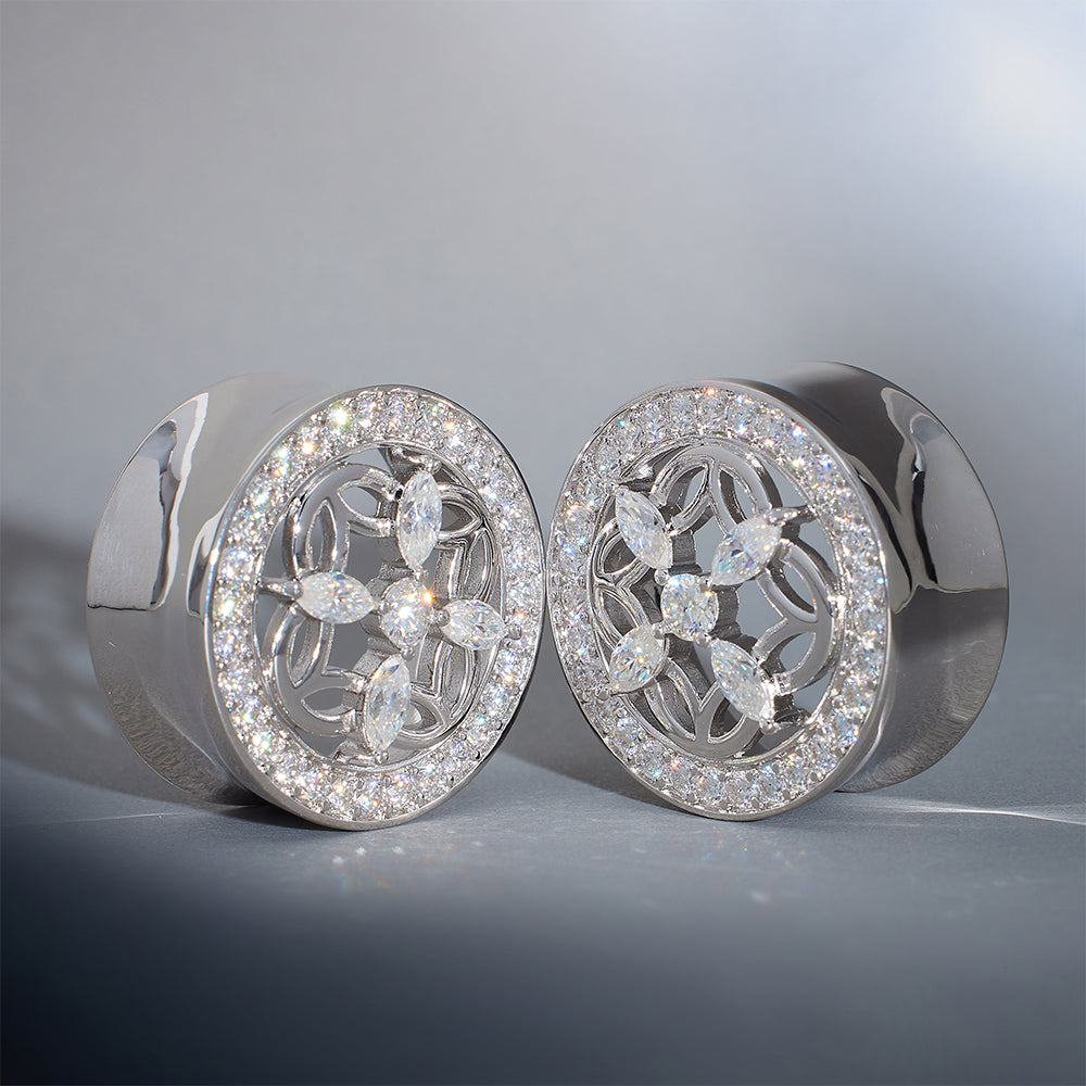 Sea View Lattice Moissanite S925 Silber Ohr Tunnel (2 Stück)