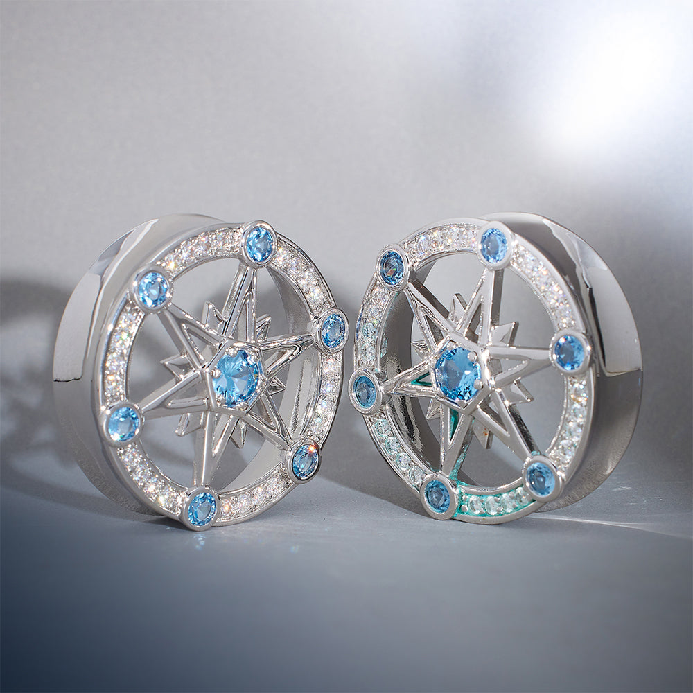 Starlight Shadow Zirkon S925 Silber Ohr Tunnel (2 Stück) 