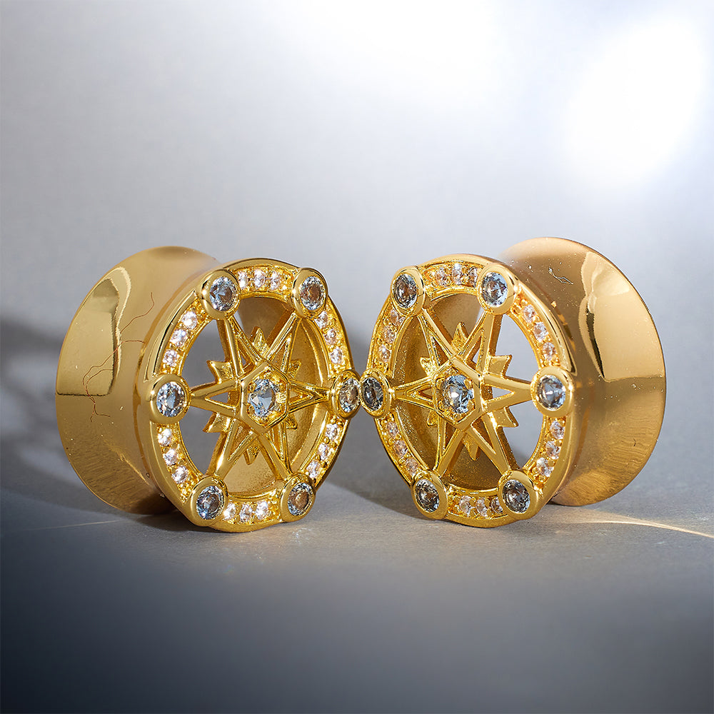 Starlight Shadow 14K Zircon Ear Gauge Tunnel (2Pcs)