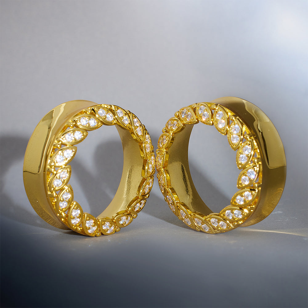 Straw Dream Moissanite 14K Ear Gauge Tunnel (2Pcs)