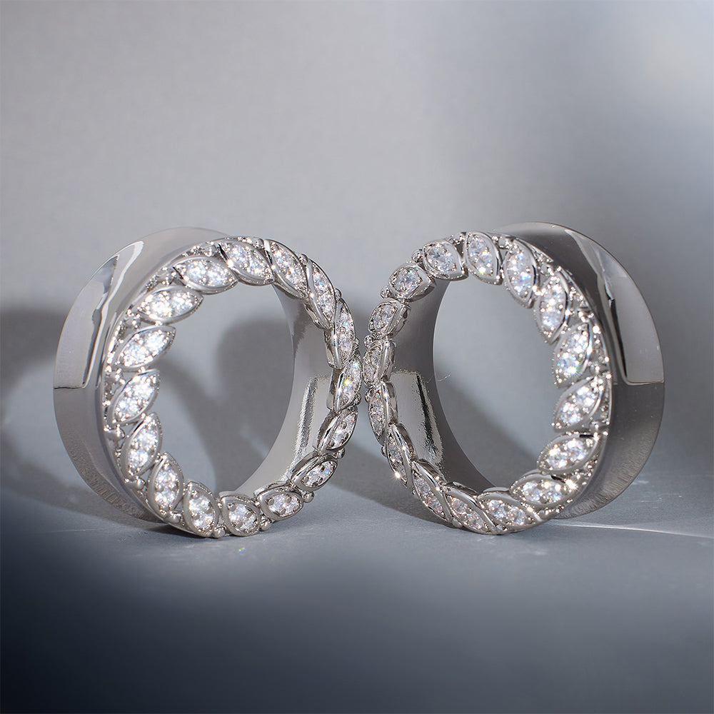 Straw Dream Zircon S925 Silver Ear Gauge Tunnel (2Pcs)