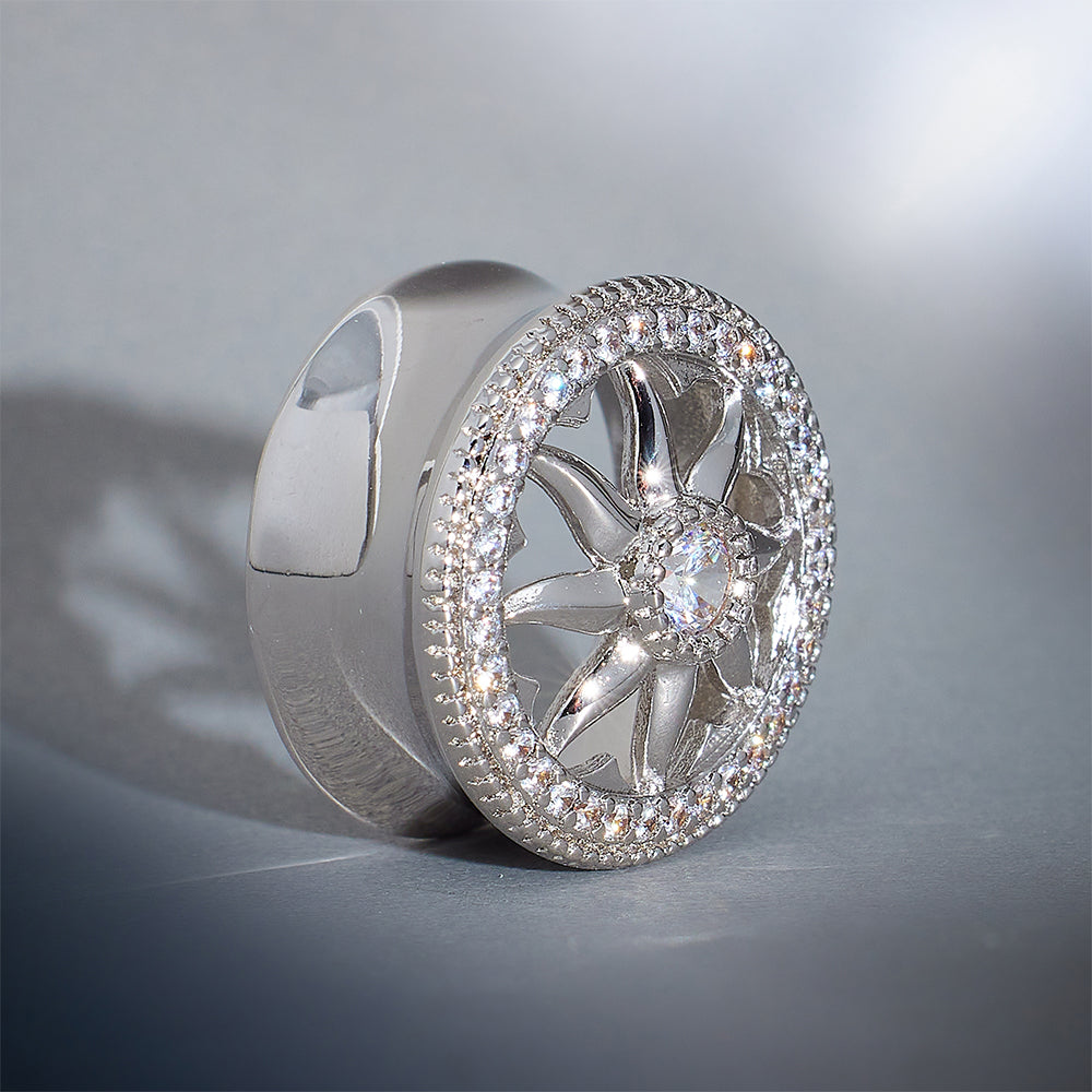 Sunrise Wreath Zircon S925 Silver Ear Gauge Tunnel (2Pcs)