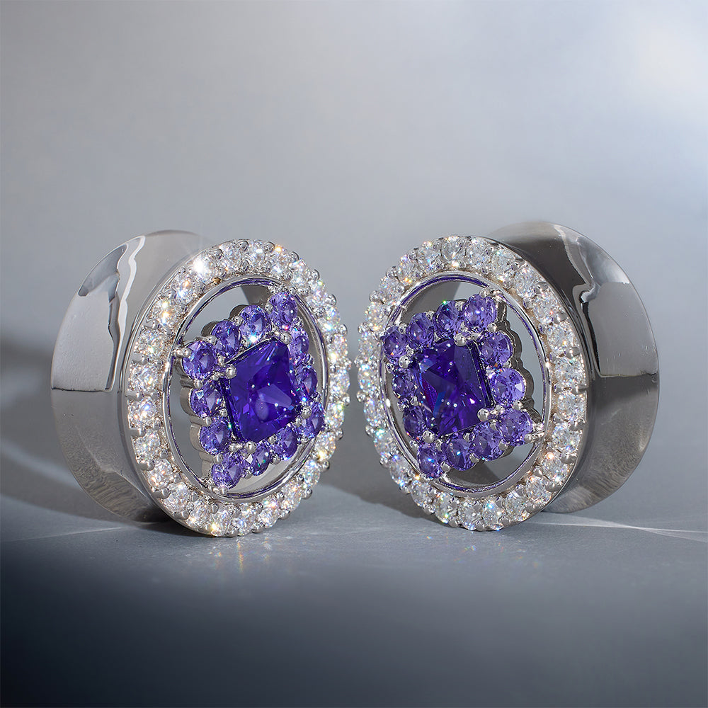 Violet Crown 14K Moissanite Ear Gauge Tunnel (2Pcs)
