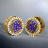 Violet Crown 14K Moissanite Ear Gauge Tunnel (2Pcs)